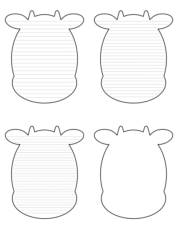 Cow Head-Shaped Writing Templates