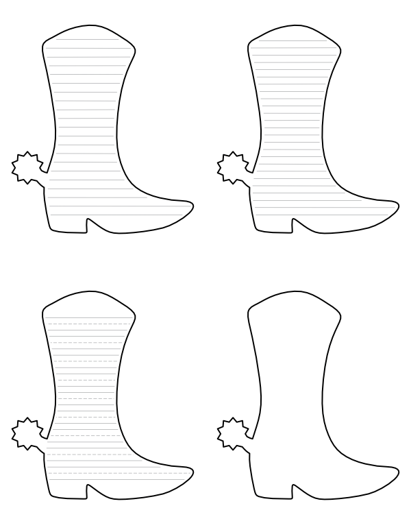 Free Printable Cowboy Boot-Shaped Writing Templates