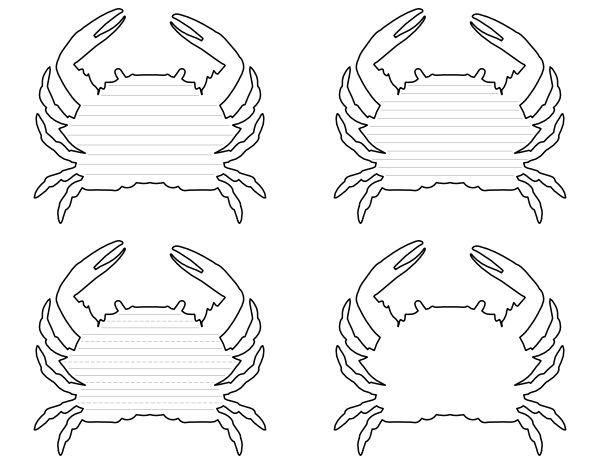 Crab Top View-Shaped Writing Templates