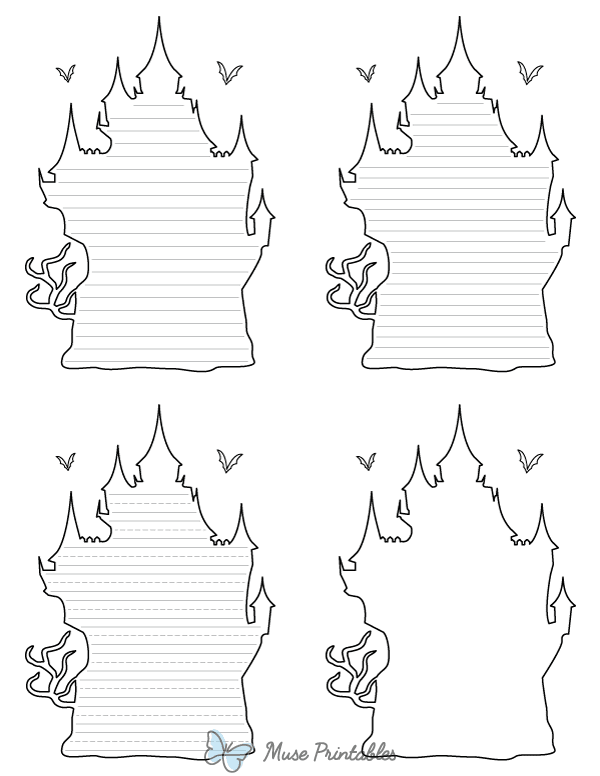 Creepy Castle-Shaped Writing Templates