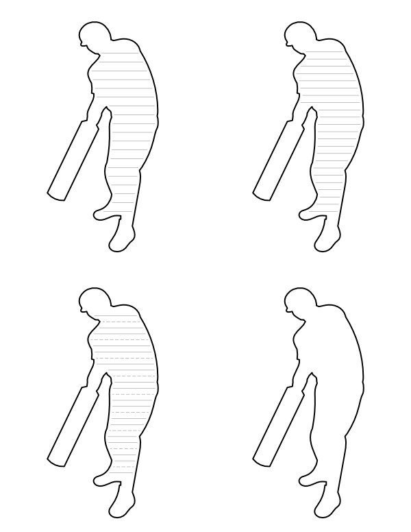 Cricket Player Shaped Writing Templates