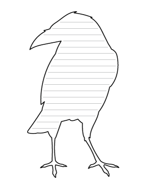 Crow Front View Shaped Writing Templates
