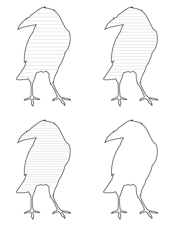 Crow Front View Shaped Writing Templates