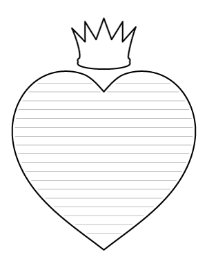 Crowned Heart-Shaped Writing Templates