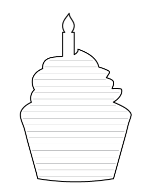 Cupcake with Candle-Shaped Writing Templates