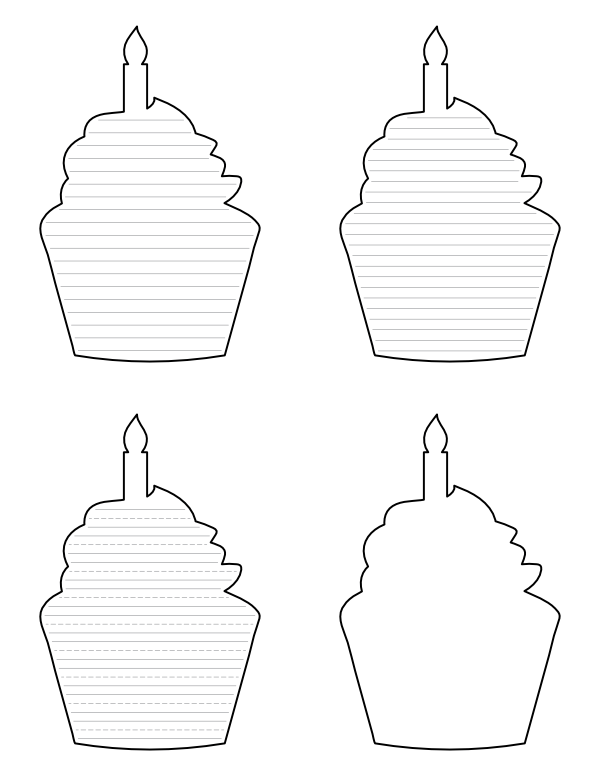 Cupcake with Candle-Shaped Writing Templates