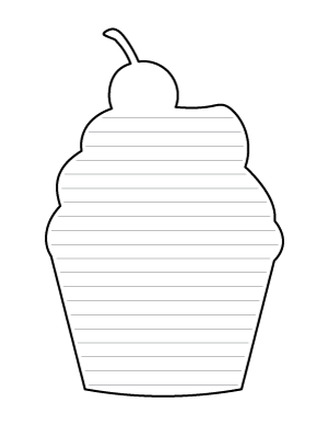 Cupcake with Cherry-Shaped Writing Templates