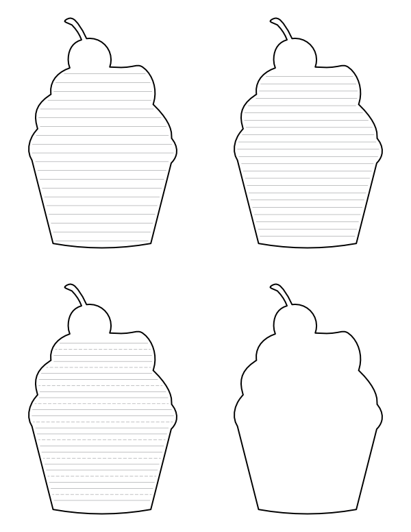 Cupcake with Cherry-Shaped Writing Templates