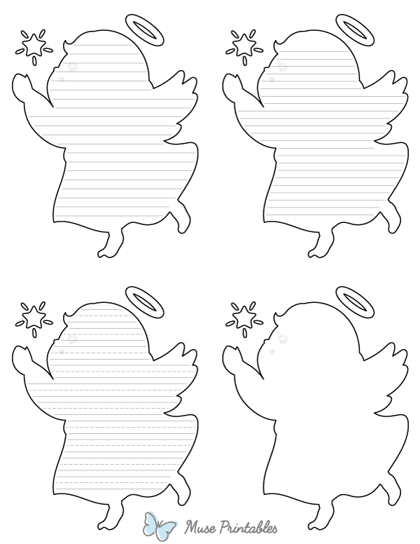 Cute Christmas Angel-Shaped Writing Templates