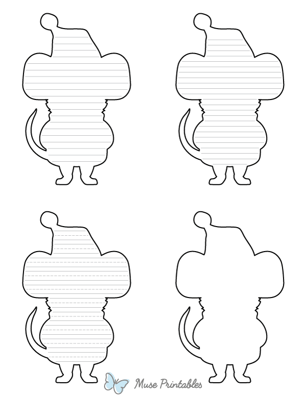 Cute Christmas Mouse-Shaped Writing Templates