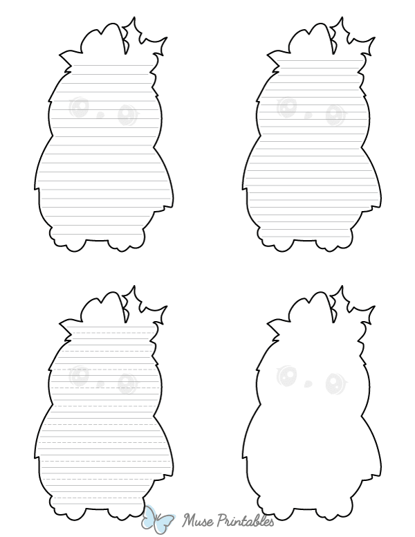 Cute Christmas Owl-Shaped Writing Templates