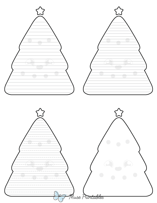 Cute Christmas Tree-Shaped Writing Templates