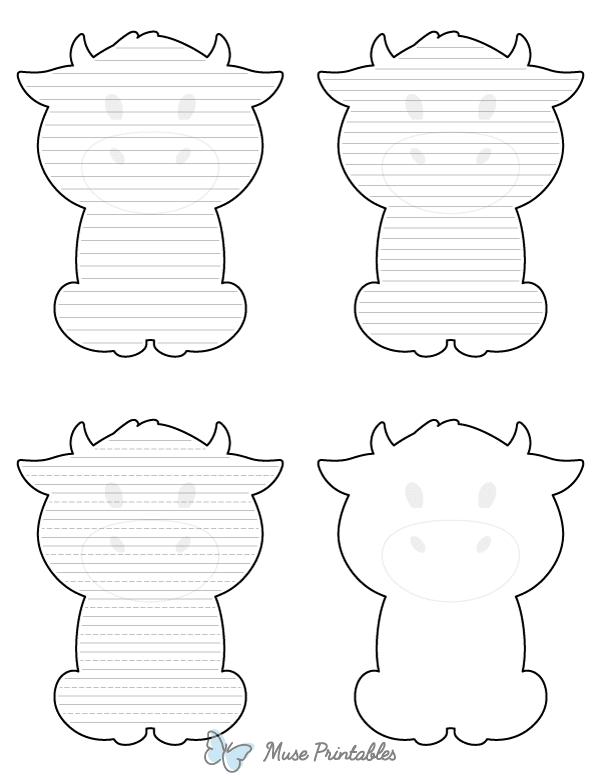 Cute Cow-Shaped Writing Templates