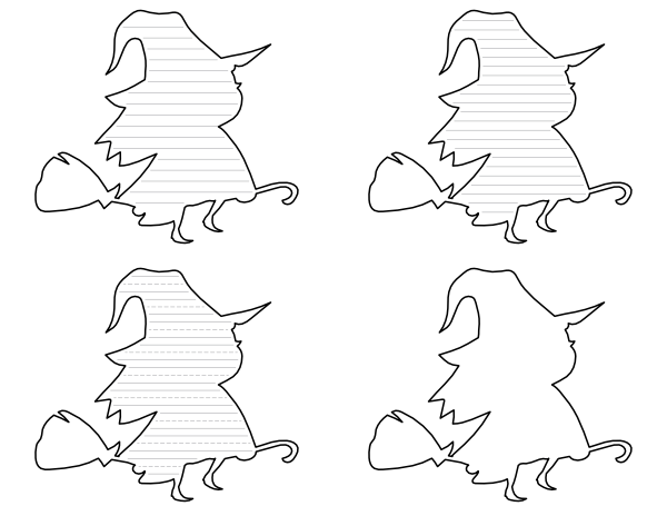 Cute Flying Witch-Shaped Writing Templates
