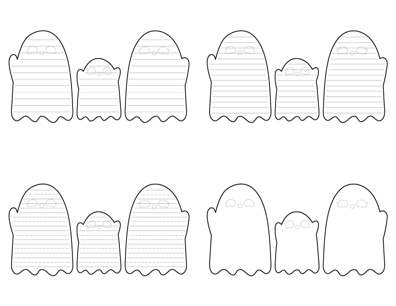 Cute Ghost Family Shaped Writing Templates