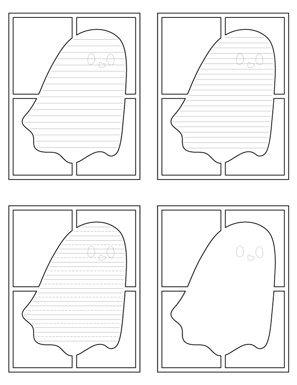 Cute Ghost In Window Shaped Writing Templates