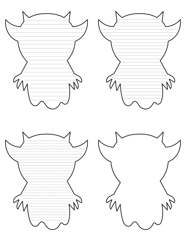 Cute Monster-Shaped Writing Templates