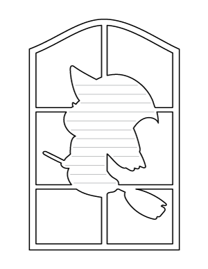 Cute Witch in Window-Shaped Writing Templates