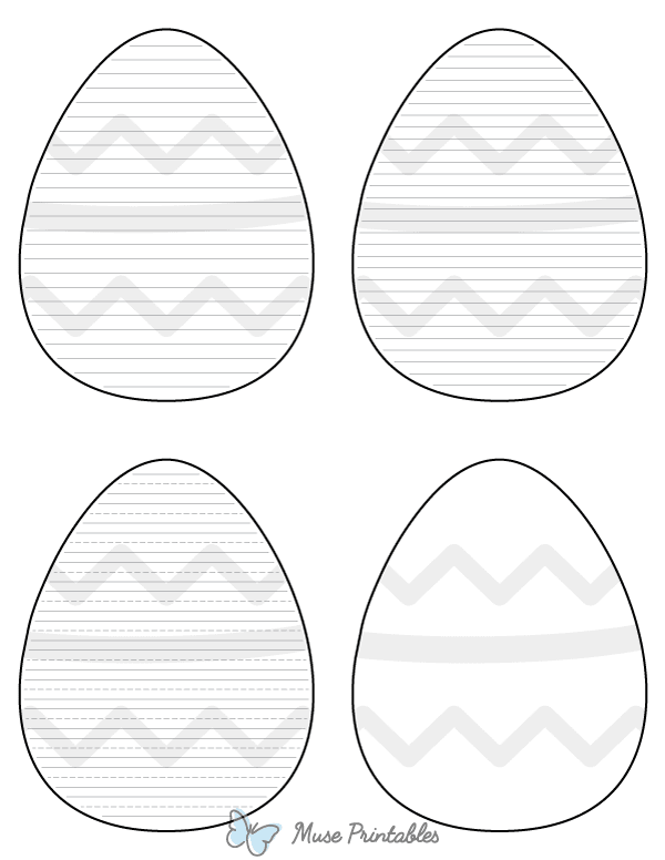 Decorated Easter Egg-Shaped Writing Templates