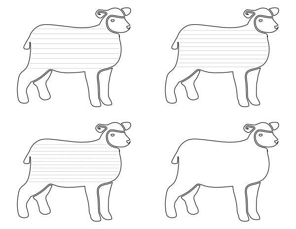Detailed Lamb-Shaped Writing Templates
