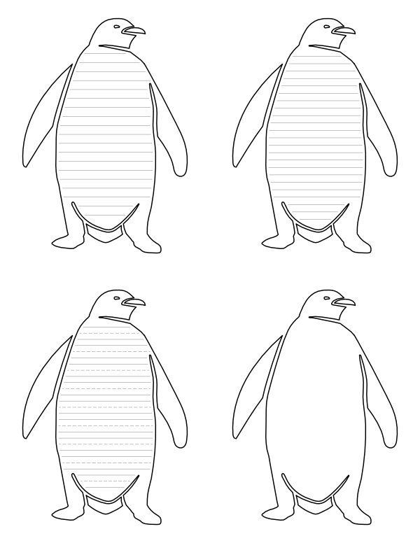 Detailed Penguin-Shaped Writing Templates