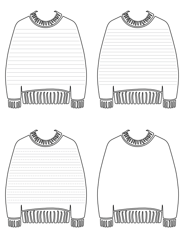 Detailed Sweater-Shaped Writing Templates