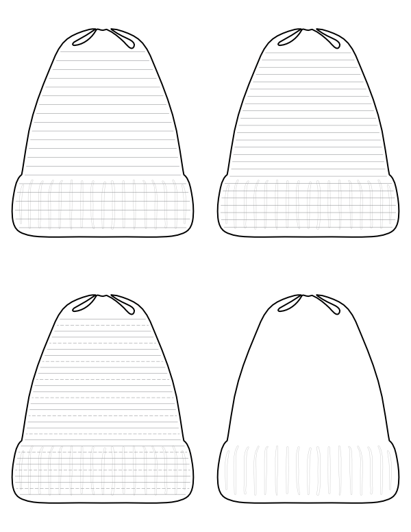 Detailed Winter Hat-Shaped Writing Templates