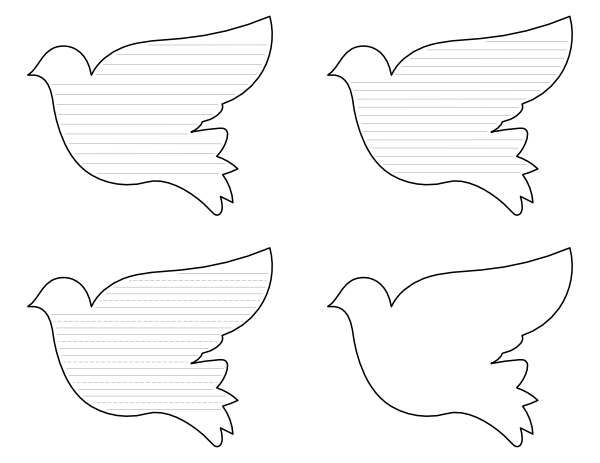 Free Printable Dove-Shaped Writing Templates