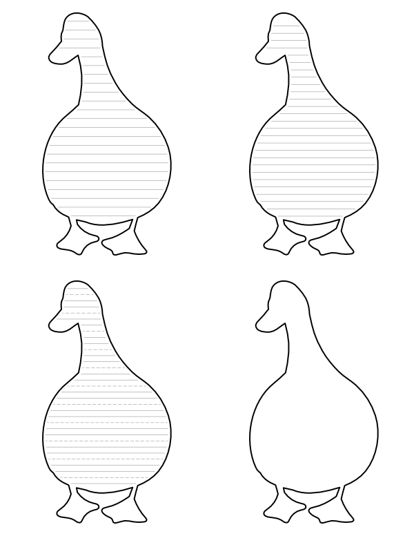 Duck Front View Shaped Writing Templates