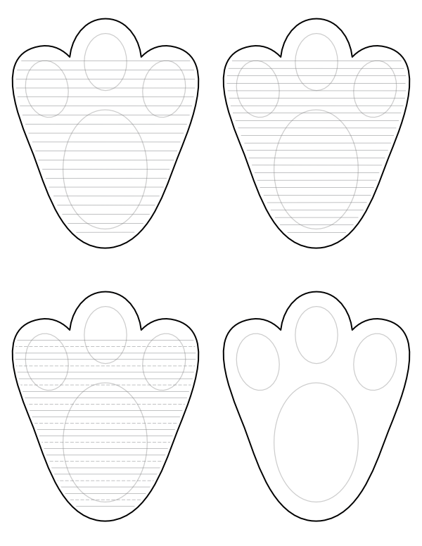 Easter Bunny Paw Print-Shaped Writing Templates