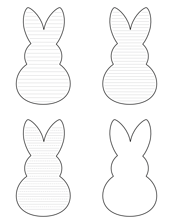 Free Printable Easter Bunny-Shaped Writing Templates