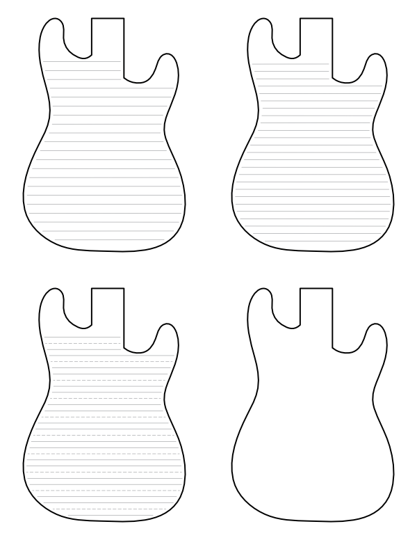 Free Printable Electric Guitar Shaped Writing Templates