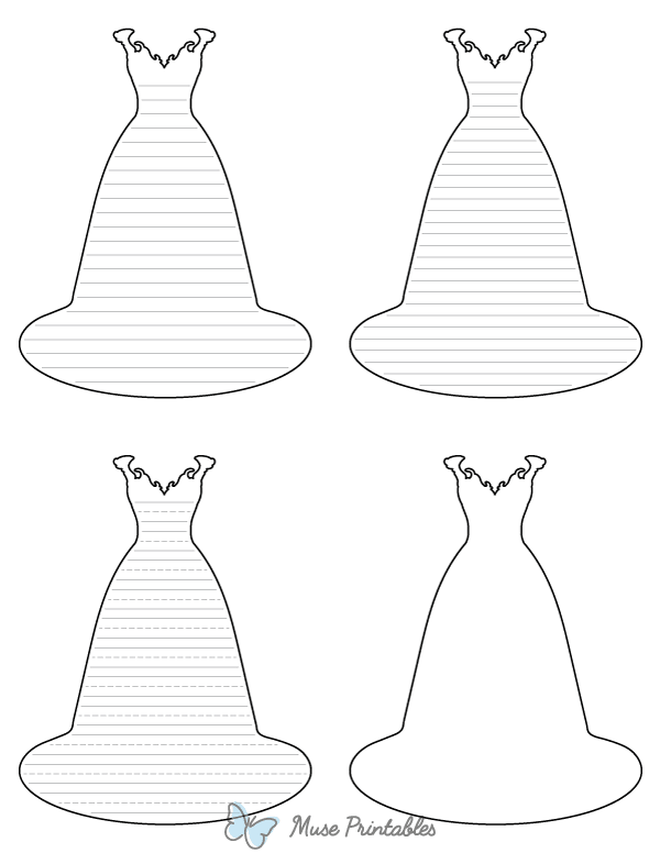Elegant Wedding Dress-Shaped Writing Templates