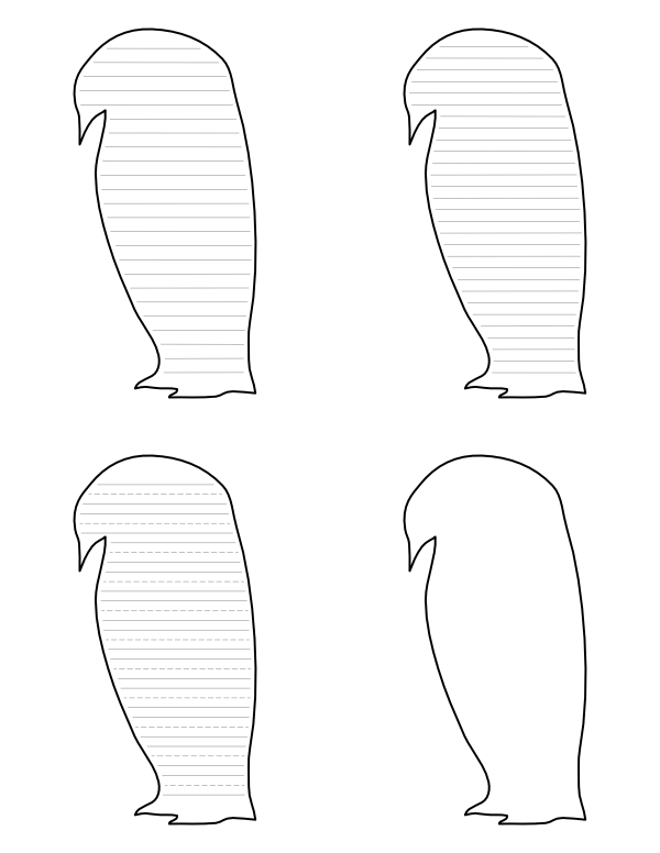 Emperor Penguin-Shaped Writing Templates