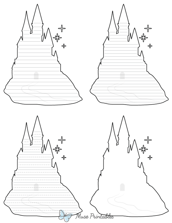 Fairytale Castle-Shaped Writing Templates