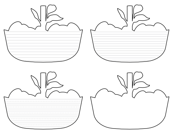 Filled Easter Basket-Shaped Writing Templates