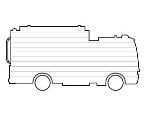 Fire Truck Side View Shaped Writing Templates