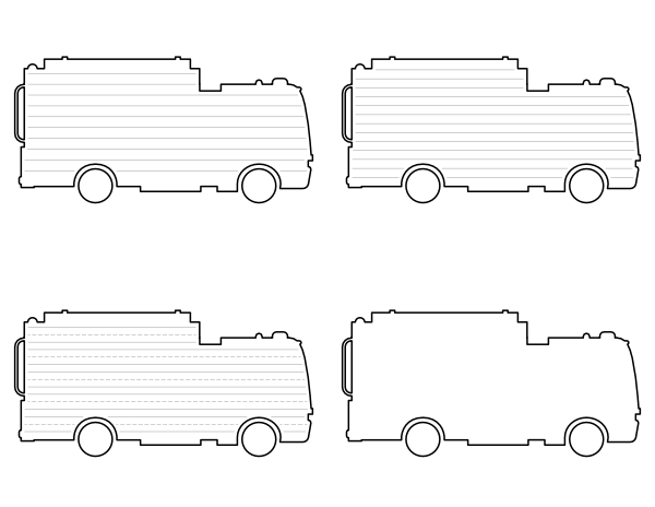 Fire Truck Side View-Shaped Writing Templates