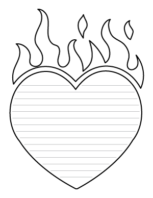 Flaming Heart Shaped Writing Templates