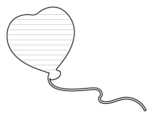 Floating Heart Balloon-Shaped Writing Templates