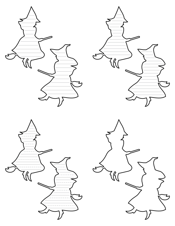 Flying Witches-Shaped Writing Templates