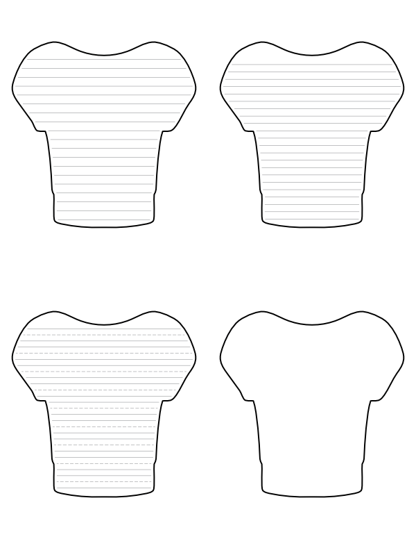Free Printable Football Jersey-Shaped Writing Templates