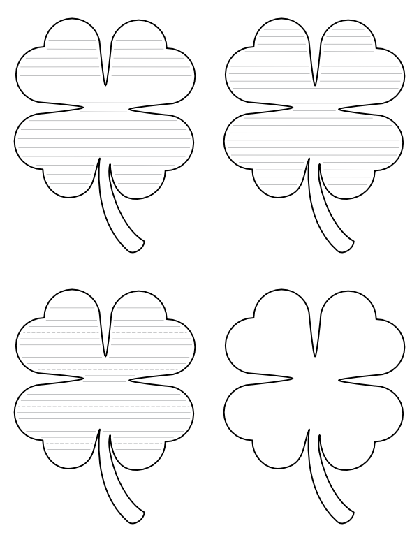 Four Leaf Clover-Shaped Writing Templates