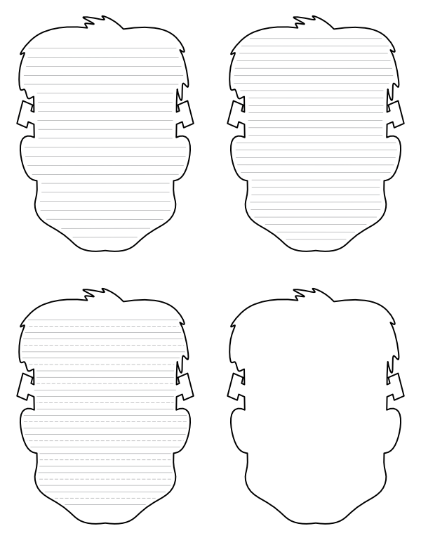 Frankenstein Head-Shaped Writing Templates