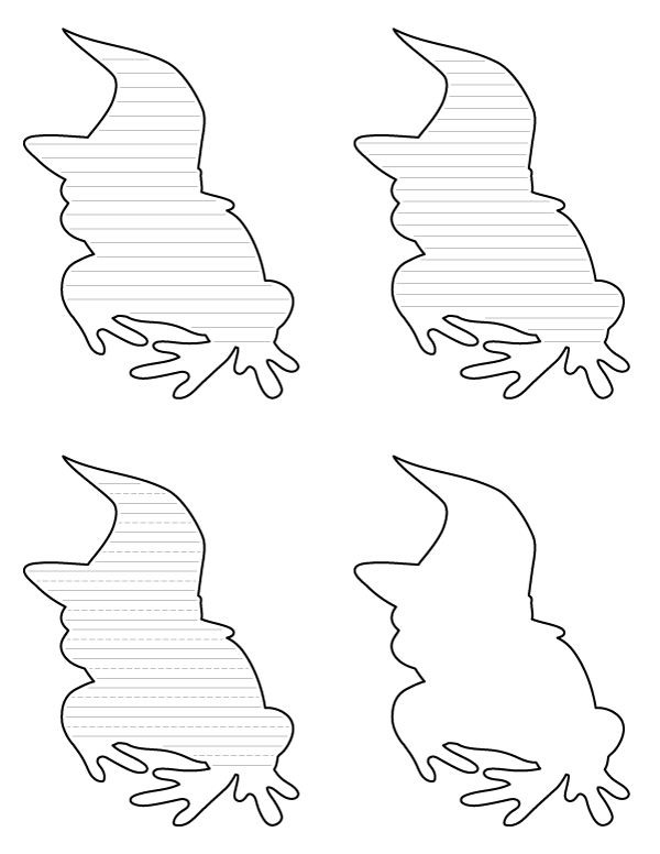 Frog Wearing Witch Hat-Shaped Writing Templates