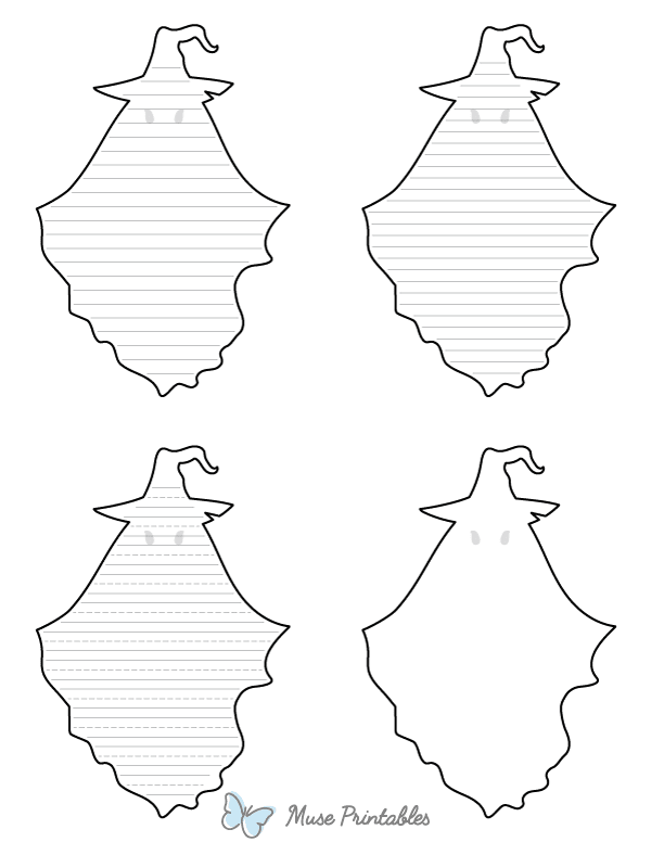Ghost Wearing Witch Hat-Shaped Writing Templates
