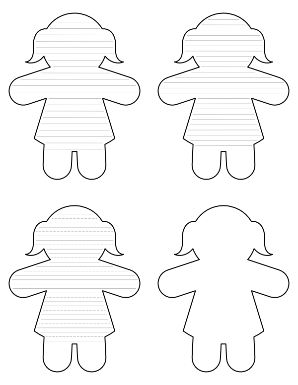 Free Printable Gingerbread Girl-Shaped Writing Templates