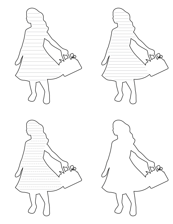 Girl Holding Easter Basket-Shaped Writing Templates