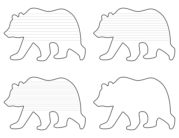 Grizzly Bear-Shaped Writing Templates