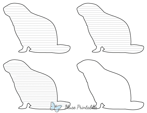 Groundhog Side View-Shaped Writing Templates